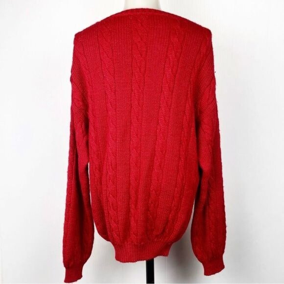 Cale Thomas 100% Alpaca red knitted crew neck cable Sweater Small - Picture 3 of 7